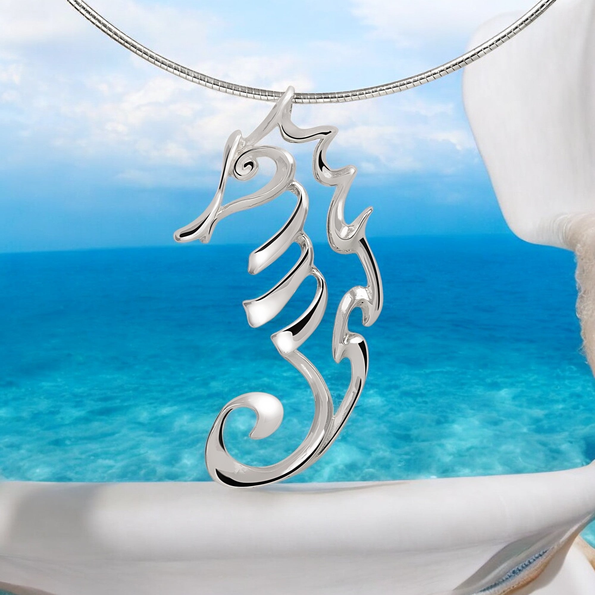 The Shoreline Seahorse Necklace (Sterling Silver) shipping