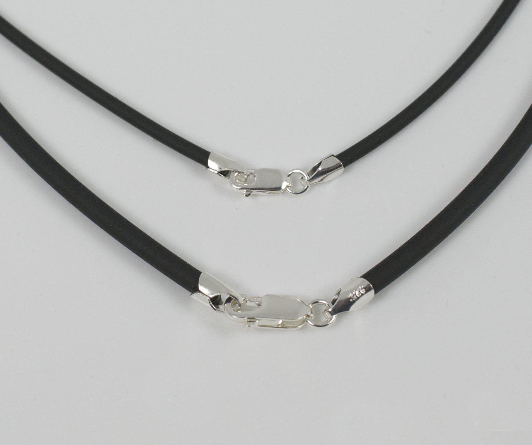 Black Leather Cord Chain Necklace 18 2mm Sterling Silver Ring Clasp  Findings