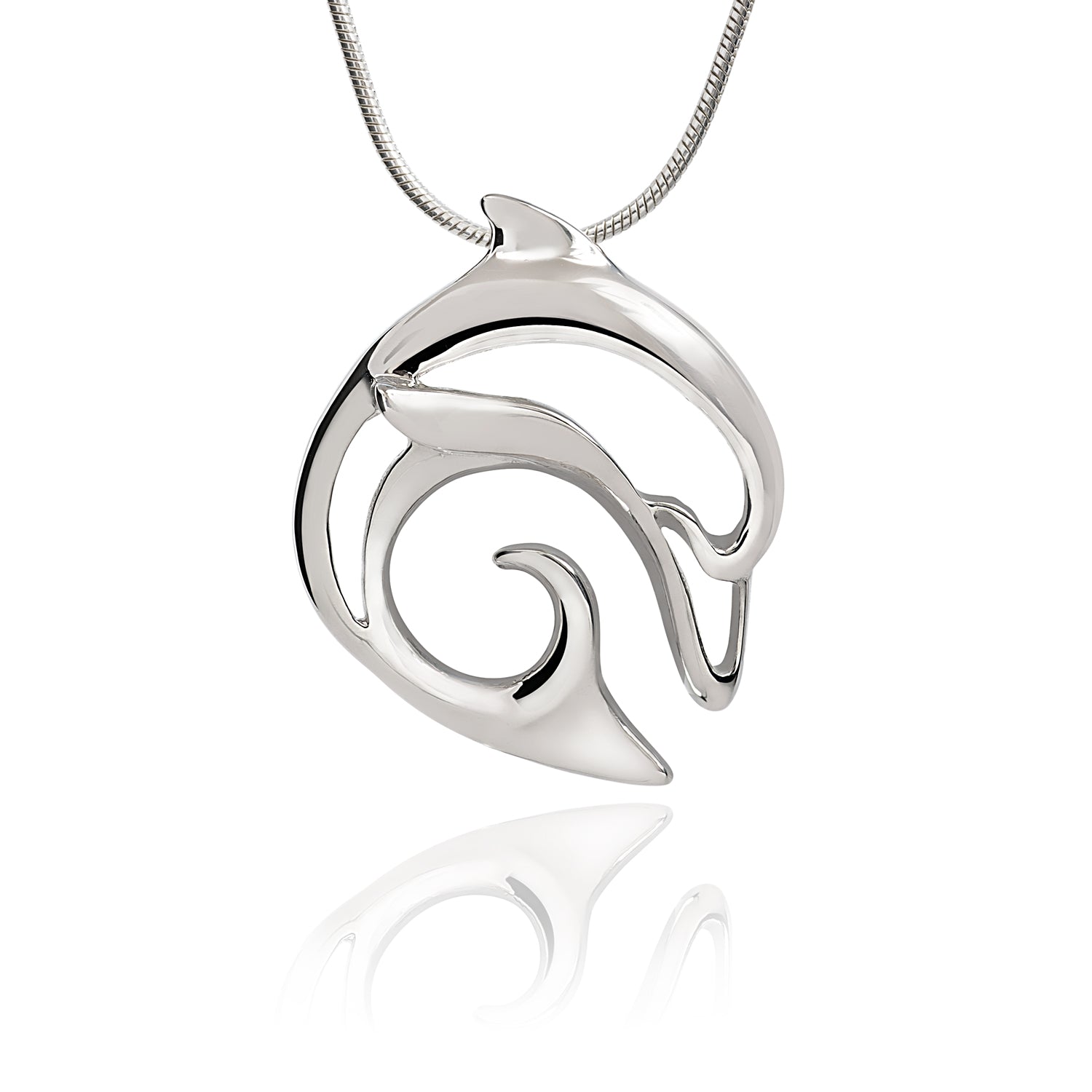 Nautical Jewelry Sterling Silver Dolphin and Hook Pendant PEDO22ss -  Churchwell's Jewelers
