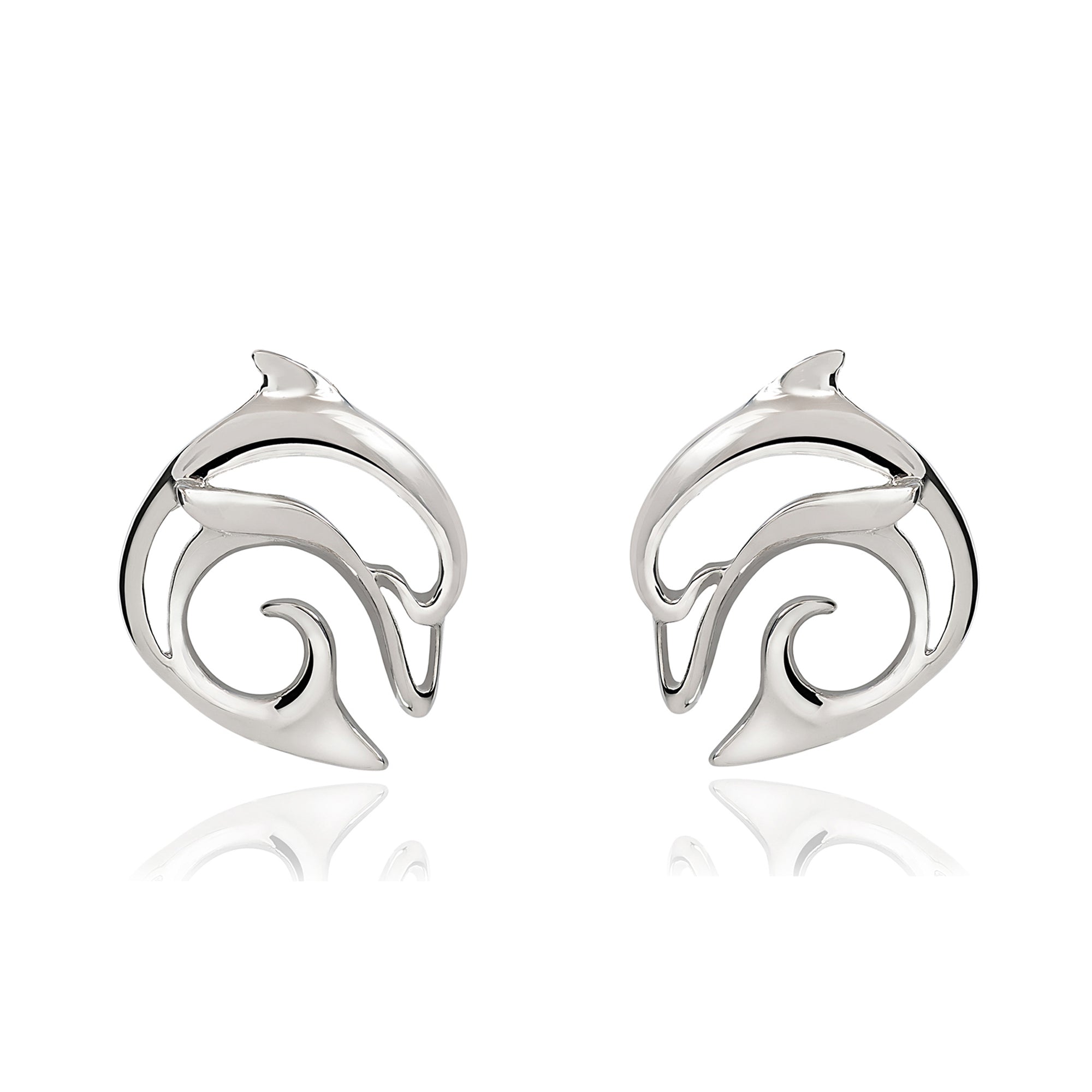 Dolphin Post Earrings Sterling Silver- Dolphin Stud Earrings for Women ...